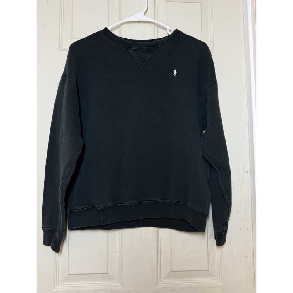 Polo by Ralph Lauren Black Crewneck Sweatshirt with White Pony Logo
